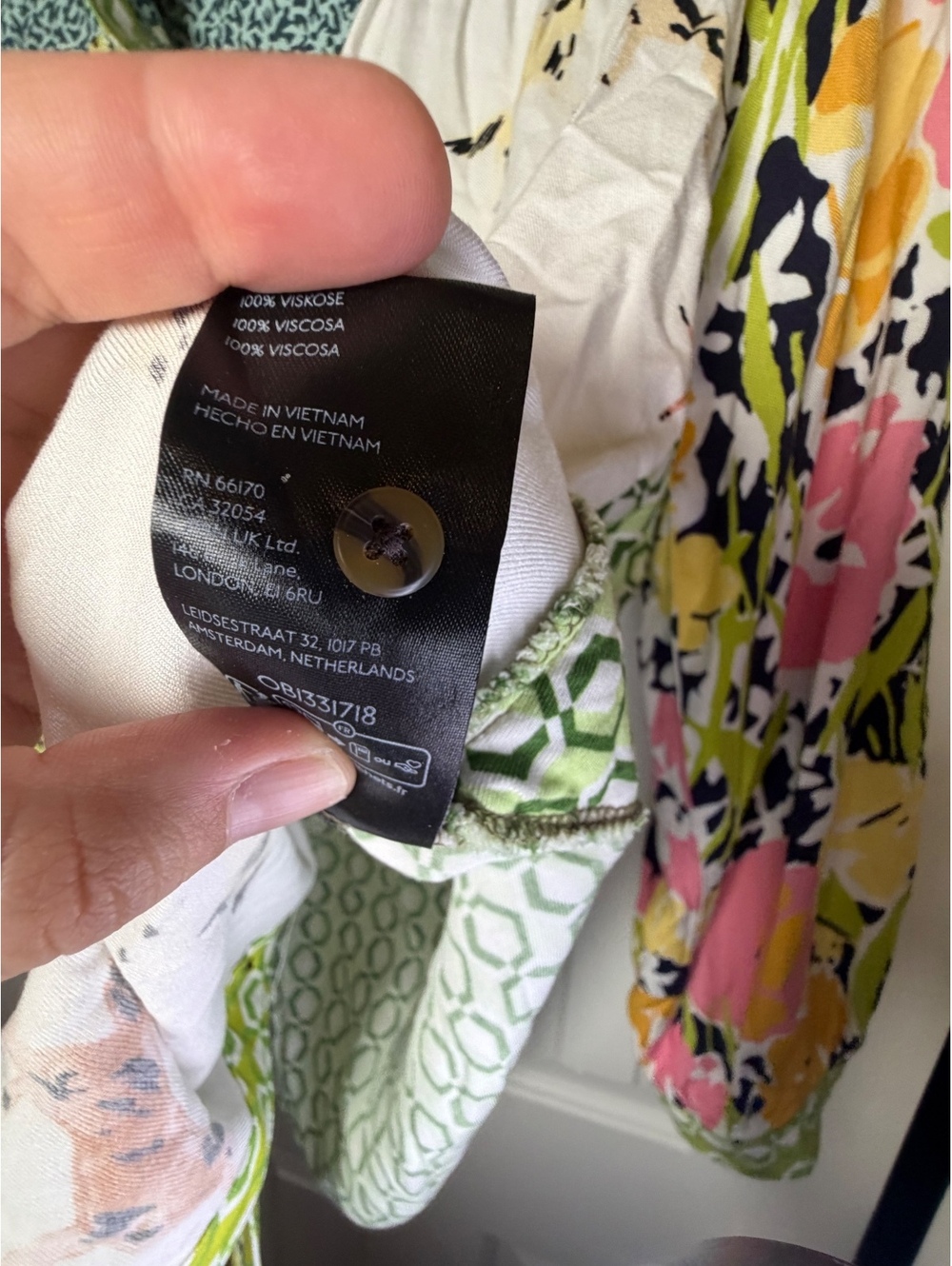 Maeve Paz Patchwork Print Button Down Blouse Green Floral Dog Small - Picture 5 of 7